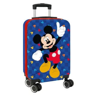 Safta Mickey Mouse Good Day Maleta Trolley de Cabina 20” - Cierre con Candado - Organizador con Cremallera - Cintas con PVC - Asa Flexible de PVC - 40.1L - 345x200x550mm - Color Azul Marino