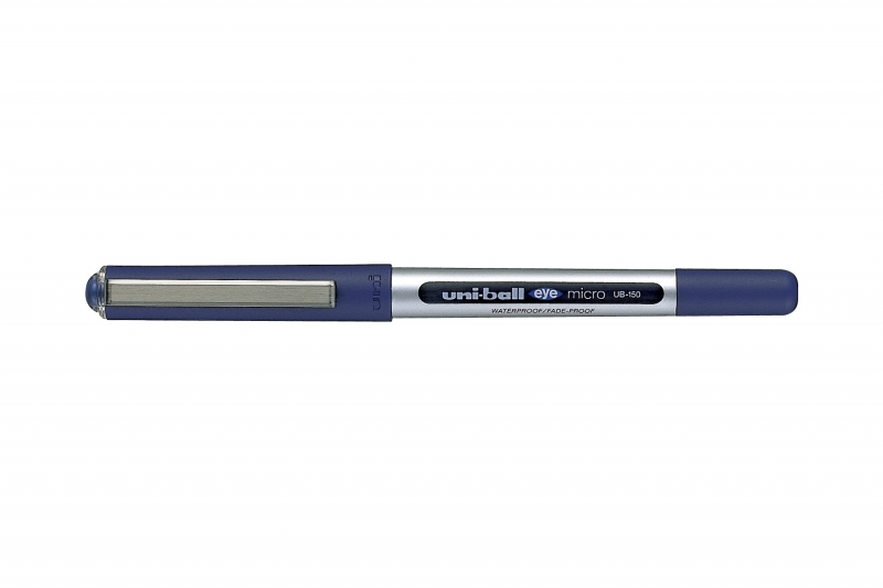Uni-ball Eye Micro UB-150 Boligrafo de Tinta Liquida - Punta de Bola 0.5mm - Tinta Resistente al Agua y Luz - Sistema de Control de Tinta - Color Azul · Pack de 12 uds.