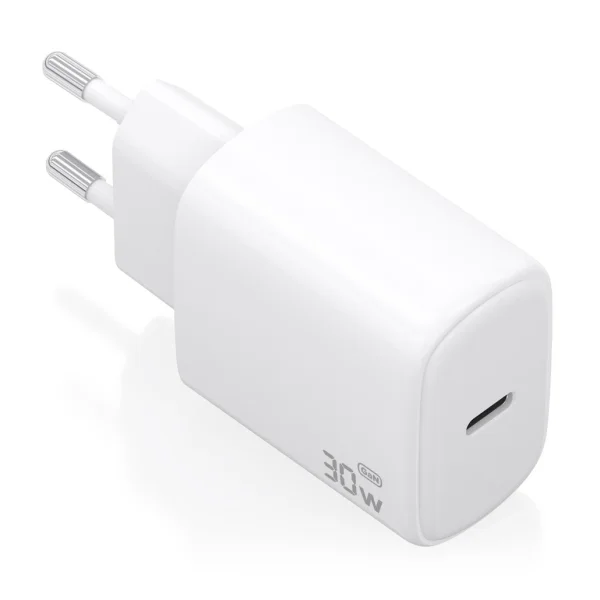 Aisens Cargador GaN 30W - 1xUSB-C PD3.0 - Tecnologia AI - Color Blanco