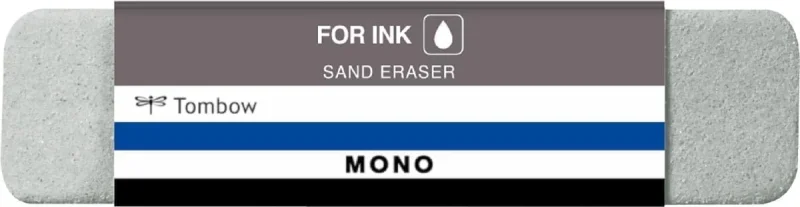 Tombow Mono Sand Goma de Borrar para Tinta - 13g - Microparticulas de Arena - Forma Biselada - Funda de Papel - Color Gris · Pack de 10 uds.