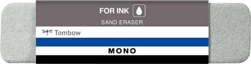 Tombow Mono Sand Goma de Borrar para Tinta - 13g - Microparticulas de Arena - Forma Biselada - Funda de Papel - Color Gris · Pack de 10 uds.