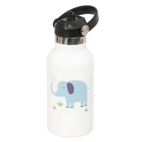 Safta Elefante Botella Isotermica Infantil - Capacidad 350ml - Tapon Roscado con Valvula - Base de Silicona - Asa Superior - Acero Inoxidable - 12h Caliente - 24h Frio - 19.5x7.3cm - Color B