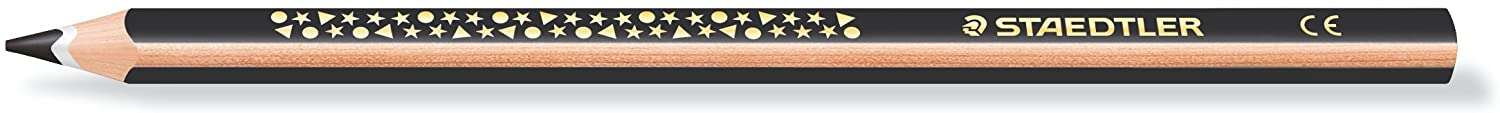 Staedtler Jumbo Noris 128 Lapiz Triangular de Color - Mina de 4mm - Resistencia a la Rotura - Diseño Ergonomico - Color Negro · Pack de 12 uds.