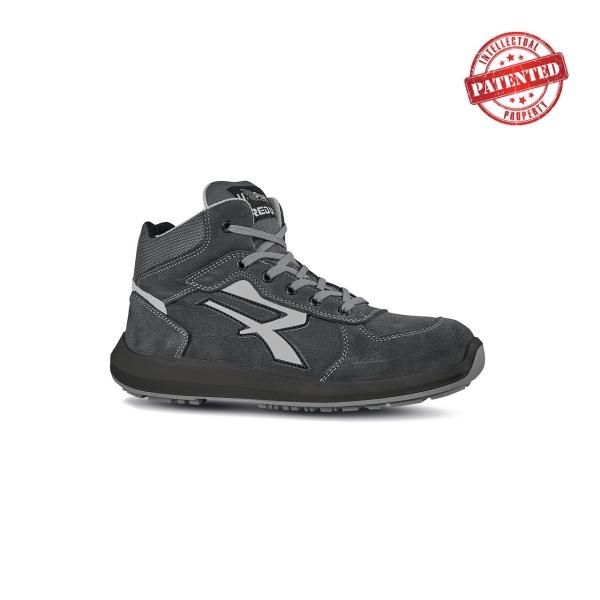 Upower Merak S ESD Calzado de Seguridad Altos - Talla 35 - Cuero Nubuck Resistente al Agua, Puntera de Aluminio, Suela PU/PU High Rebound, Hidrofugos, Antiarrugas, Antideslizantes, Proteccion S3S CI FO SR - Color Gris Oscuro