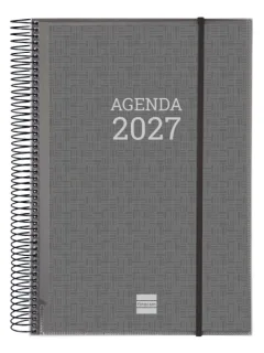 Finocam Espiral Basics Personalizable Agenda - Anual 2027 - 1 Dia por Pagina - Formato E40 - 210x297mm - Espiral - Tapa de Polipropileno - Esquinas Microperforadas - Papel de 70g/m2 - Color