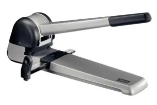 Petrus 582 Super Taladro Perforador para Gruesos - Perfora hasta 250 Hojas - Palanca Larga para Minimo Esfuerzo - Punzones de 6mm - Barra Guia Resistente hasta Formato A3 - Color Gris