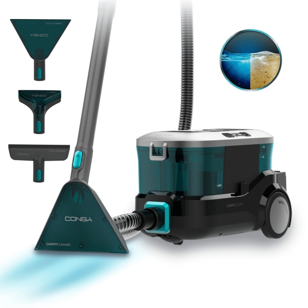 Cecotec Conga CarpetClean 10000 EasyHome Aspirador para Tapiceria - 800W - Accesorio para Ventanas - Doble Deposito - Ruedas Incorporadas - Radio de 7m - Facil Transporte - Color Negro y Azu