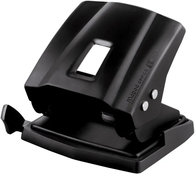 Maped Essentials Metal E-4034 Perforadora de Sobremesa - 2 Agujeros - Regleta Multi-Formatos - Hasta 35 Hojas a la vez - Color Negro
