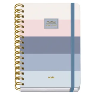 Dohe Premium Donna Agenda Escolar 26/27 - Formato A5 - Semana Vista - Papel Offset Ahuesado 80g - Cubierta de Carton Plastificado - Espiral Metalica Doble - Goma - 15x21x2cm - Multicolor