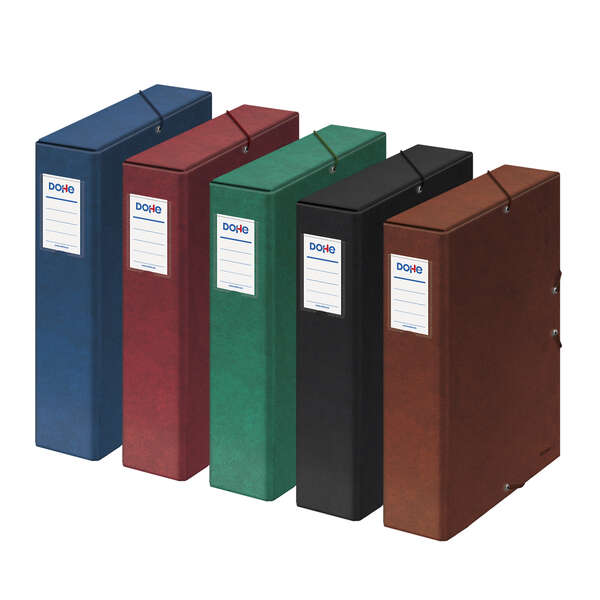 Dohe Caja de Carton Forrado con Papel Impreso y Plastificado - Lomo 7cm - Sistema de Cierre con Gomas Elasticas · Pack de 12 uds.