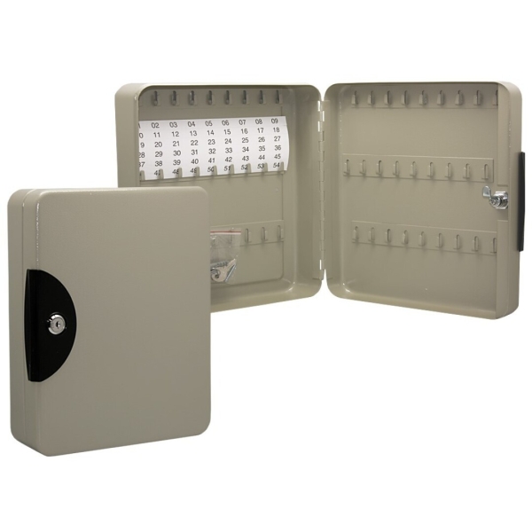 Armario Porta Llaves Metalico con Cierre - 54 Posiciones - Ideal para Oficinas y Almacenes - Organizacion y Acceso Facil - Color Gris