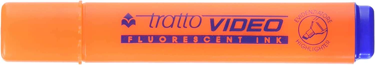Tratto Video Marcador Fluorescente - Punta Biselada - Tinta Base de Agua - Secado Rapido - Color Naranja Fluorescente · Pack de 12 uds.