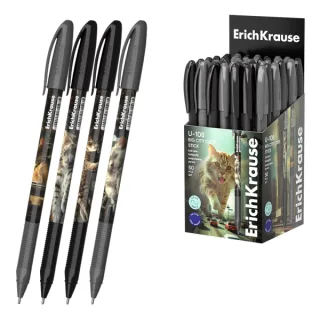 ErichKrause U-108 Stick Big City Cats Boligrafo con Capuchon - Modelos Surtidos - Trazo 0.3mm - Tinta de Baja Viscosidad - Tapa Ventilada - Color Azul · Pack de 50 uds.