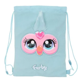Safta Furby Saco Plano - Bolsillo Interior con Cremallera - Cierre con Cordones - 3L - 260x10x340mm - Color Azul Claro