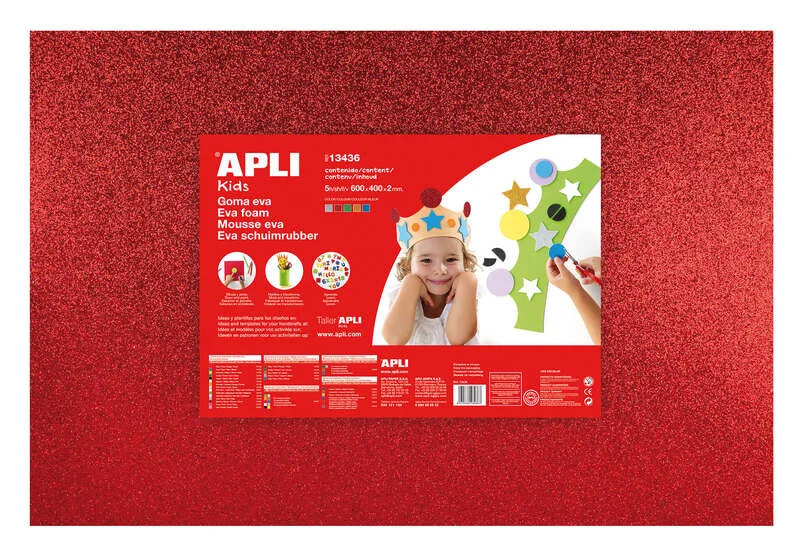Apli Goma Eva Purpurina Multicolor 600x400 - 5 Hojas Brillantes y Flexibles