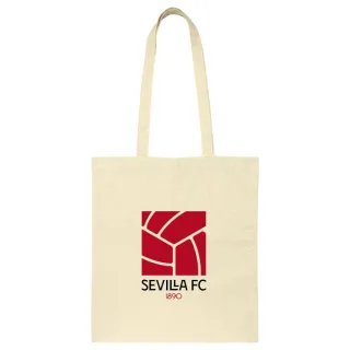 Safta Sevilla FC Tote Bag Bolsa de Tela - Asas de Mano - 100% Algodon - Cierre con Clip - Facil Cuidado - 38x42cm - Color Beige