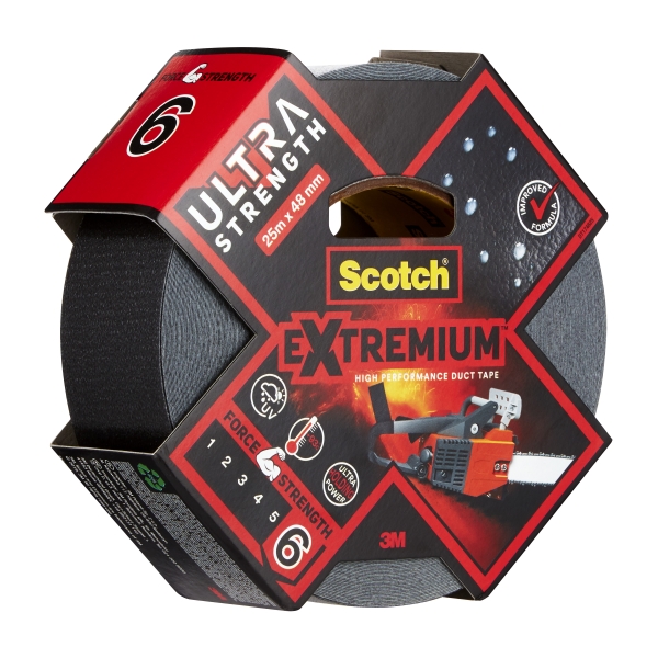 Scotch Extremium Ultra Cinta Adhesiva Americana - 48mm x 25m - Altas Prestaciones - Color Negro