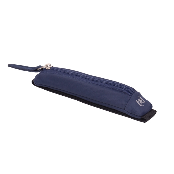 Oxford Executive Estuche Compacto - Goma Elastica para Cuadernos - Cremallera - Nailon Reciclado - 21x4.5x3.5cm - Color Azul Marino