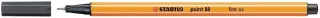 Stabilo Point 88 Rotulador de Punta Fina de Fibra - Trazo de 0.4 mm - Tinta con Base de Agua - Color Gris Intenso · Pack de 10 uds.