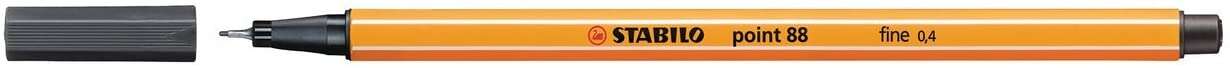 Stabilo Point 88 Rotulador de Punta Fina de Fibra - Trazo de 0.4 mm - Tinta con Base de Agua - Color Gris Intenso · Pack de 10 uds.