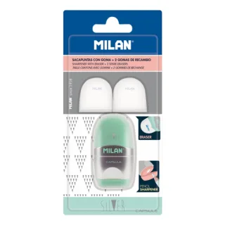 Milan Capsule Silver Afilaborra - 2 Gomas de Recambio - Cuchilla de Acero de Seguridad - Colores Surtidos