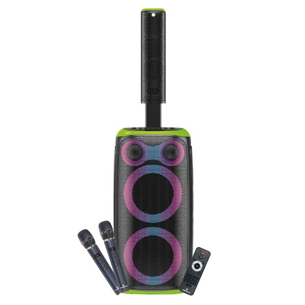 Coolsound Blast Pump 2.1 Altavoz Karaoke - 2x 6.5" - 80W RMS - 5 Tweeters - Iluminacion RGB - Bluetooth, USB, Tarjeta TF y Auxiliar - 2 Microfonos Inalambricos Incluidos - Mando a Distancia - Color Verde