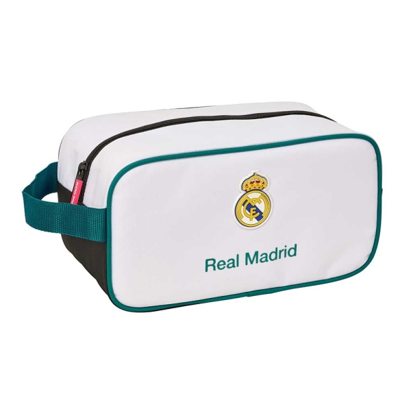 Safta Real Madrid Equipacion 26/27 Zapatillero Mediano - Capacidad 6L - Asa de Mano Lateral - 29x15x14cm - Color Blanco y Negro