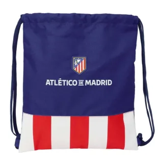Safta Atletico de Madrid Saco Plano - Bolsillo con Cremallera - Cierre con Cordones - 5L - Material de Alta Calidad - Resistente y Duradero - Facil de Almacenar - 350x10x400mm - Color Azul M