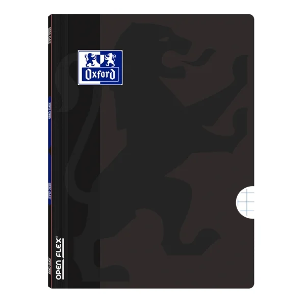 Oxford School Openflex A4 Libreta Grapada - Tapa de Plastico Resistente - Cuadricula 5x5 con 2 Margenes - 48 Hojas de Alta Calidad - Color Negro · Pack de 10 uds.
