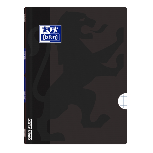 Oxford School Openflex A4 Libreta Grapada - Tapa de Plastico Resistente - Cuadricula 5x5 con 2 Margenes - 48 Hojas de Alta Calidad - Color Negro · Pack de 10 uds.