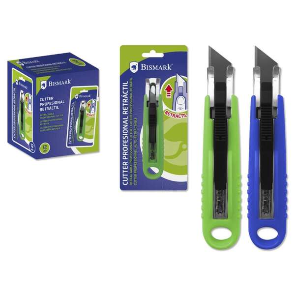 Bismark Cutter Profesional Retractil - Empuñadura de Plastico · Pack de 12 uds.