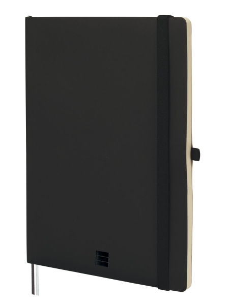 Finocam Nexo Cuaderno de Tapa Blanda - 72 Hojas - Formato B5 - 176x250mm - Papel Crema de 80g/m2 - Liso - Bolsillo Interior - Cierre con Goma - Hojas Microperforadas - Color Negro