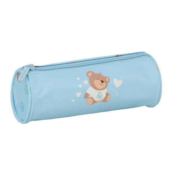 Safta Real Madrid Preescolar Portatodo Redondo - Cremallera con Tirador - 20x7x7cm - Color Azul