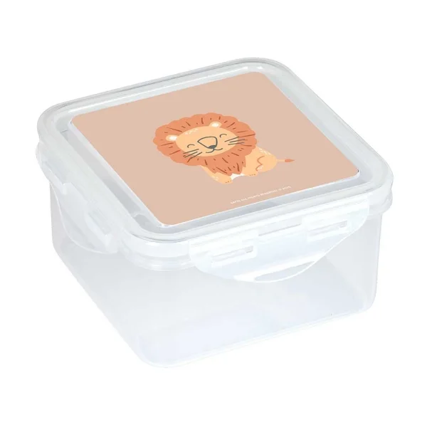 Safta Leon Fiambrera de 1.27L - PVC sin BPA - Cierre Hermetico a Presion - 130x130x75mm - Color Transparente
