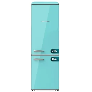 Cecotec Bolero CoolMarket Combi Origin 300 Green E Frigorifico Combi - Capacidad 300L - Temperatura Regulable - Estilo Retro - Cajon para Carne y Pesado - Clase E - Color Menta