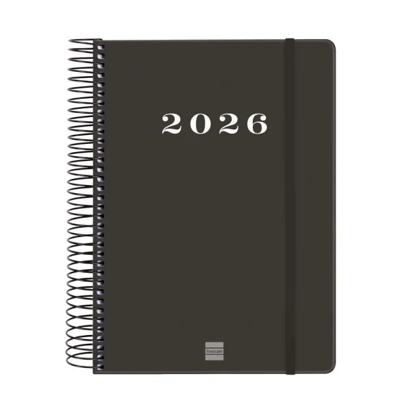 Finocam My Agenda de Espiral - Anual 2026 - Tapa Dura Antirayaduras - Formato E10 - 185x20x212mm - 1 Dia por Pagina - Color Negro