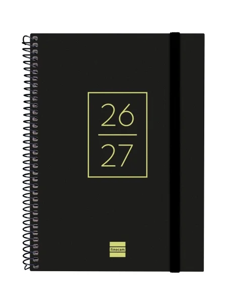 Finocam Secundaria Agenda Escolar 26/27 en Catalan - Semana Vista Horizontal - Formato 4º - 155x212mm - Tapas de Polipropileno - Papel de 80g/m2 - Espiral - Esquinas Microperforadas - Color Negro