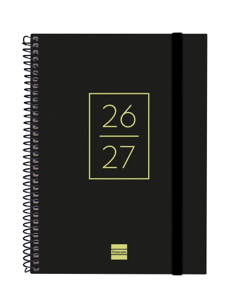 Finocam Secundaria Agenda Escolar 26/27 en Catalan - Semana Vista Horizontal - Formato 4º - 155x212mm - Tapas de Polipropileno - Papel de 80g/m2 - Espiral - Esquinas Microperforadas - Color Negro