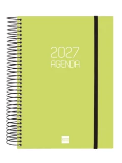 Finocam Espiral Basics Opaque Agenda - Anual 2027 - 1 Dia por Pagina - Formato E10 - 155x212mm - Espiral - Tapa de Polipropileno - Esquinas Microperforadas - Papel de 70g/m2 - Color Lima