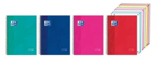 Oxford Cuaderno de Espiral - Formato A4+ - 200 Hojas - Cuadricula 5x5mm - Tapa Extradura - Anti Traspaso de Tinta - Digitalizacion de Textos con App - Colores Surtidos · Pack de 5 uds.