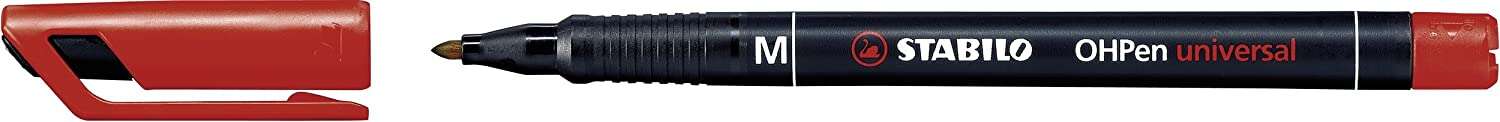 Stabilo OHPen Rotulador Permanente - Punta Media - Trazo de 1mm - Agarre Antideslizante - Tapon Ventilado - Color Rojo · Pack de 10 uds.