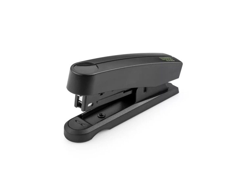 Novus Harmony B10 re+new Grapadora de Sobremesa - Fabricada con 95% de Plastico Reciclado - Hasta 15 Hojas - Grapado Cerrado y Clavado - Incluye 200 Grapas - Color Negro
