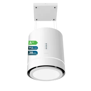 Cecotec Bolero Flux CRE 448000 White A++ Campana Extractora Colgante de 38cm - 210W - Succion 712m3/h - Luz LED - Incluye Accesorios - Kit de Montaje - Filtros de Carbono Incluidos - Color B
