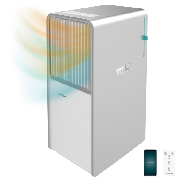 Cecotec ForceClima 1285 Aire Acondicionado Portatil - 3000 Frigorias - 12000 BTU - Bomba de Calor - WiFi - Tactil - Ruedas 360º - Modo Deshumidificacion - Gas R-290 Ecologico - Color Gris y