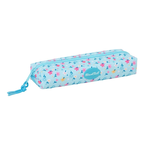Safta Blackfit8 Petalos Portatodo Rectangular - Goma Elastica Trasera - Cremallera - 22x4x7cm - Color Azul Claro