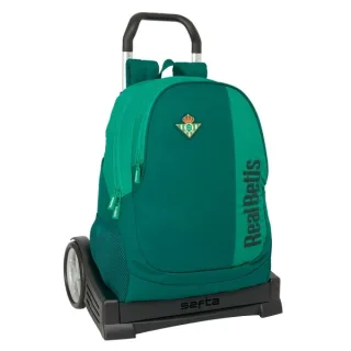 Safta Real Betis Balompie Mochila con Carro - Tirador Doble - Hombreras Ergonomicas - Bolsillo Frontal - Mochila Extraible - Ruedas Antivibracion - Base Reforzada - 320x140x430mm - Color Ver