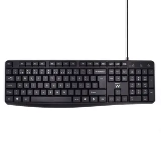 Ewent Teclado con Cable USB - Disposicion Portuguesa QWERTY PT - Cable de 1.35m - Teclas de Bajo Perfil y Silenciosas - Color Negro