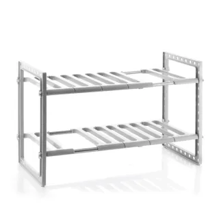 Innovagoods Shibblek Estanteria Extensible para Fregadero - Soporta hasta 8kg - Acero Inoxidable - Multifuncion - Altura Ajustable - Facil Limpieza - 37.5-66.5x38x28cm - Color Gris