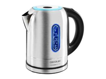 Cecotec ThermoSense 290 Steel Hervidor de Agua 2200W - Capacidad 1,7L - Acero Inoxidable - Ajuste Electronico de Temperatura - Libre de BPA - Filtro Antical - Base con Giro 360º - Doble Sist