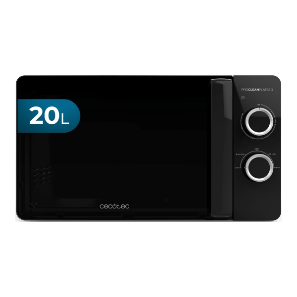 Cecotec Proclean 3030 Flatbed Microondas sin Plato - Potencia de 700W - Capacidad 20L - Revestimiento Ceramico - Temporizador 30min - Compacto - Tecnologia 3Dwave Envolvente - Color Negro